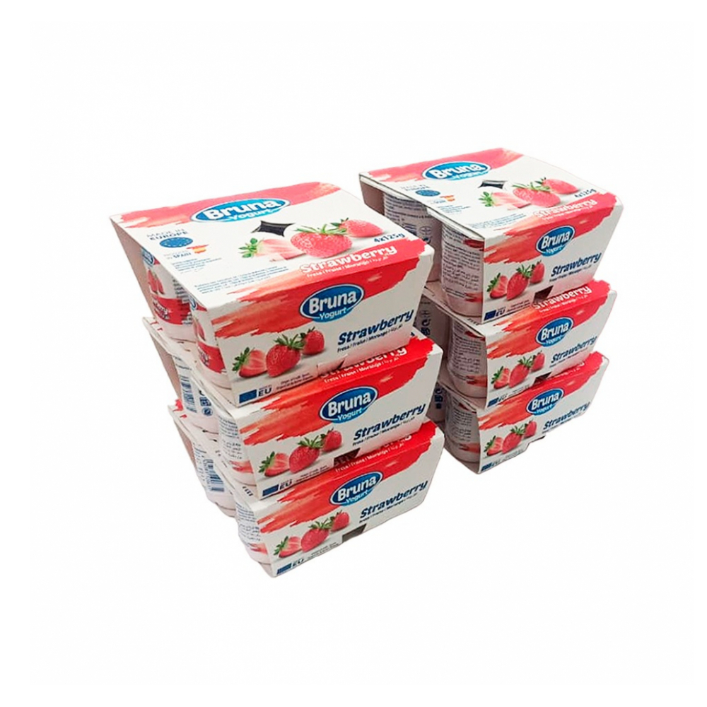 Yogurt pasteurizado sabor a fresa Bruna (4 x 125 g / 4.41 oz)
