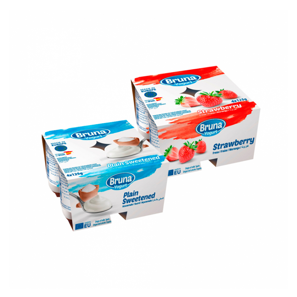 Yogurt pasteurizado sabor a fresa + Yogurt pasteurizado natural azucarado