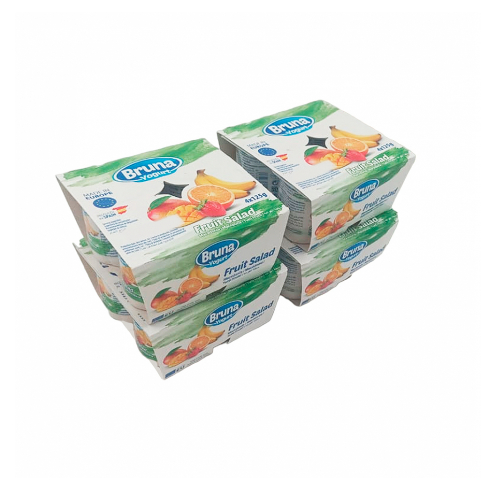 Yogurt pasteurizado sabor a macedonia Bruna (4 x 125 g / 4.41 oz)