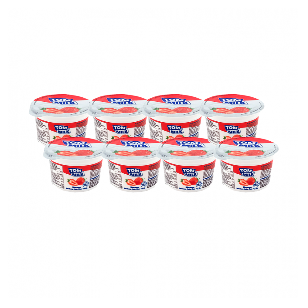Yogurt pasteurizado sabor fresa Tom Milk (8 x 100 g / 3.53 oz)