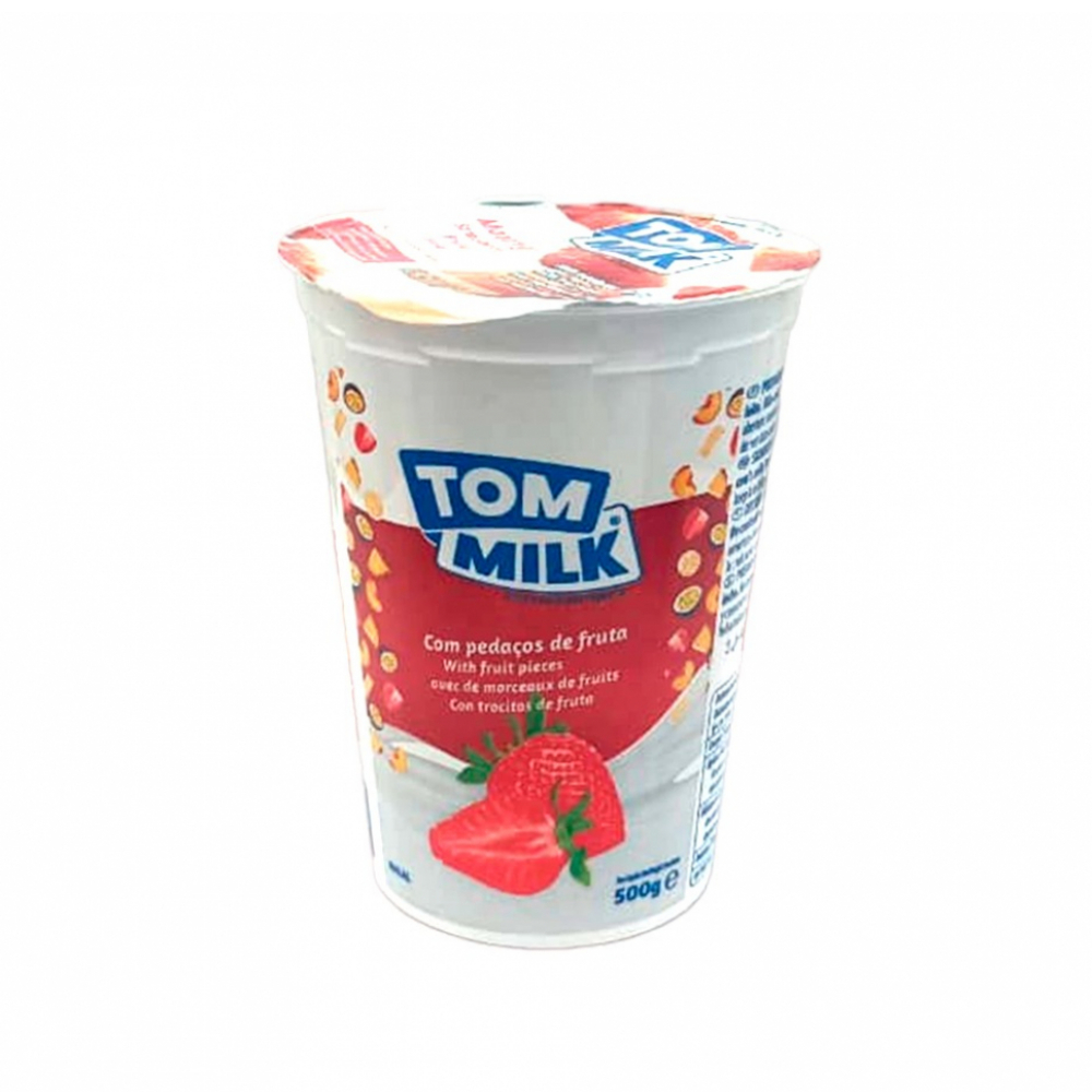 Yogurt pasteurizado sabor fresa con trocitos de frutas Tom Milk (500 g / 1.10 lb)
