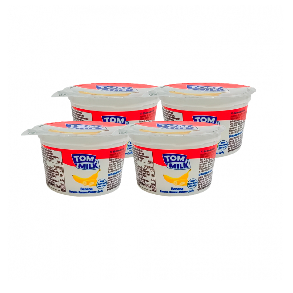 Yogurt pasteurizado sabor plátano Tom Milk (4 x 100 g / 3.53 oz)