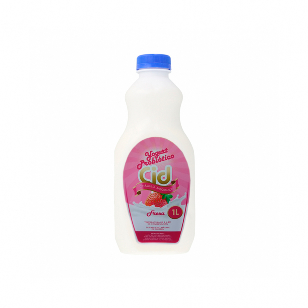 Yogurt probiótico de coágulo saborizado de fresa Cid (1 L)