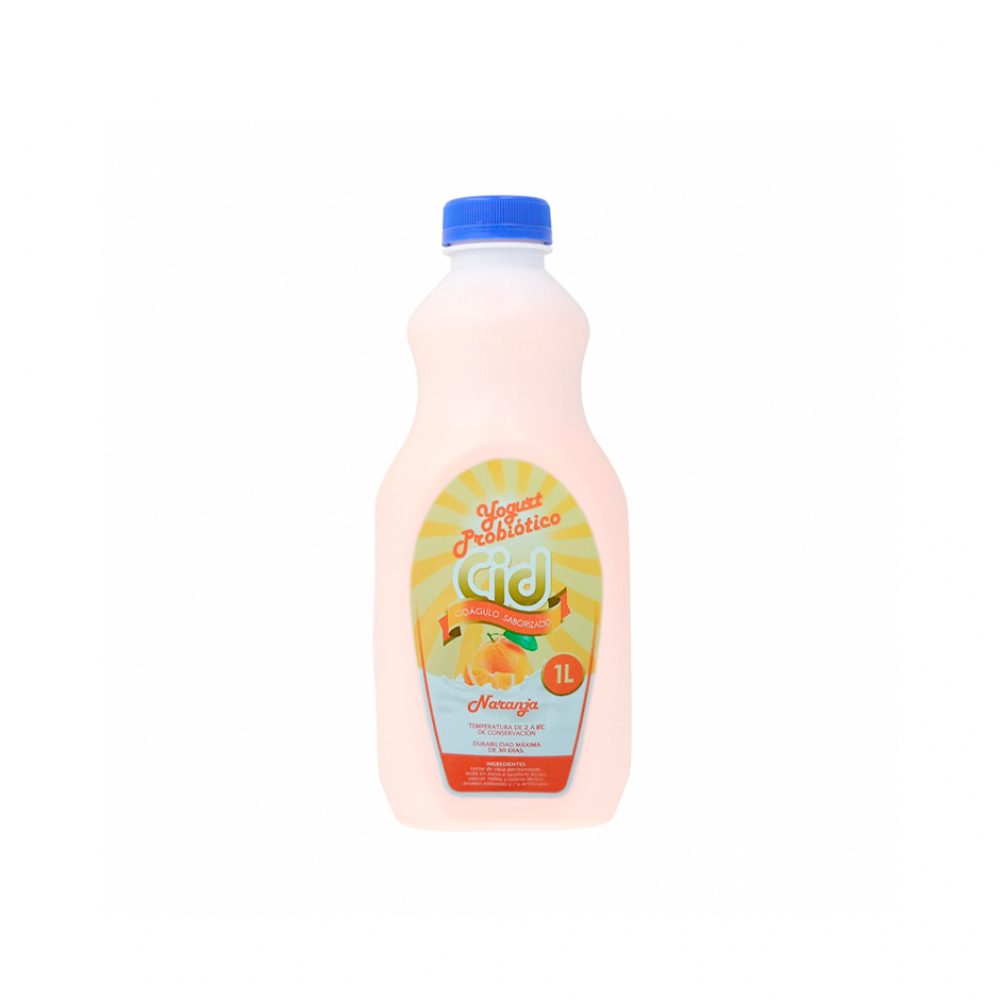 Yogurt probiótico de coágulo saborizado de naranja Cid (1 L)