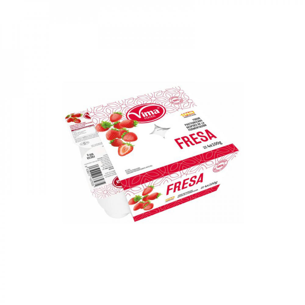 Yogurt sabor fresa Vima Foods (4 x 100 g / 3.53 oz)