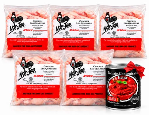 Oferta: 5 Paquetes de Pollo + 1 lata de tomate GRATIS