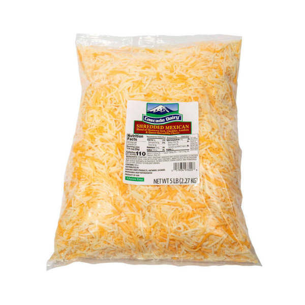 Mexican Four Cheese Blend, Shredded, 5 lbs