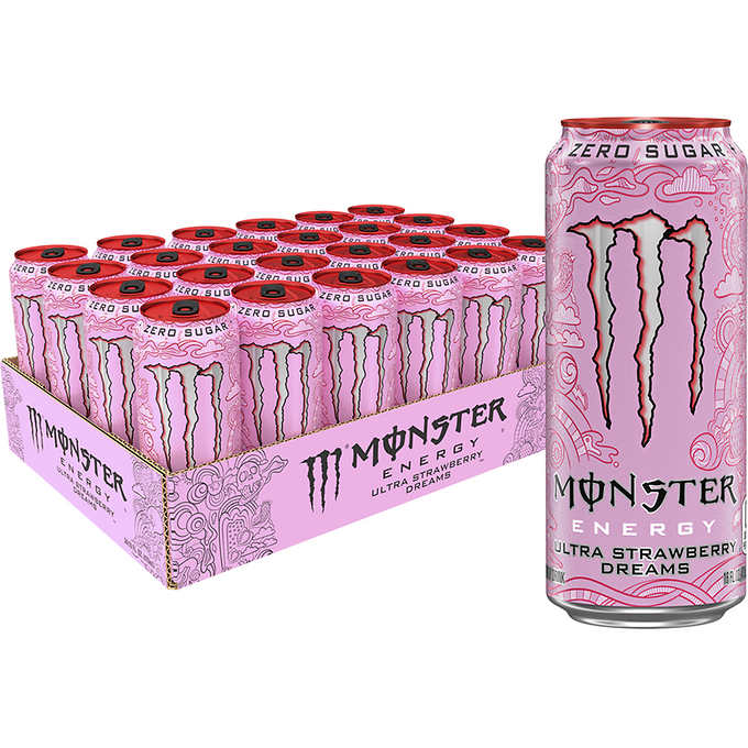 Monster, Zero Sugar, Ultra Strawberry ,16oz, 24und