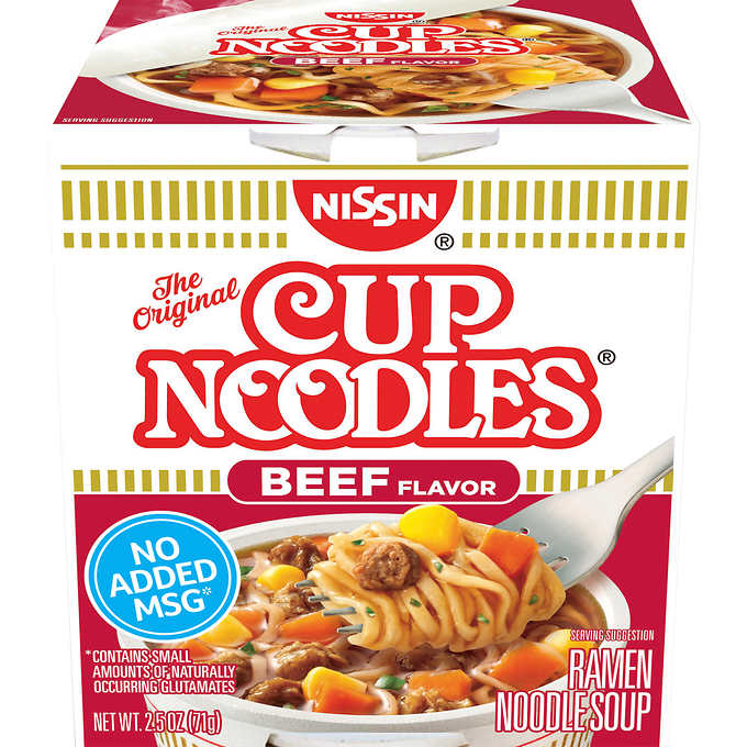 Nissin Cup Noodles, Beef, 2.5 oz, 24 ct