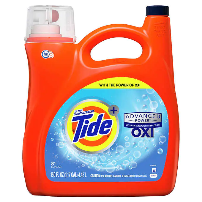 Tide Advanced Power Ultra Detergente liquid para lavanderia with Oxi, Original, 81 cargas, 150 oz