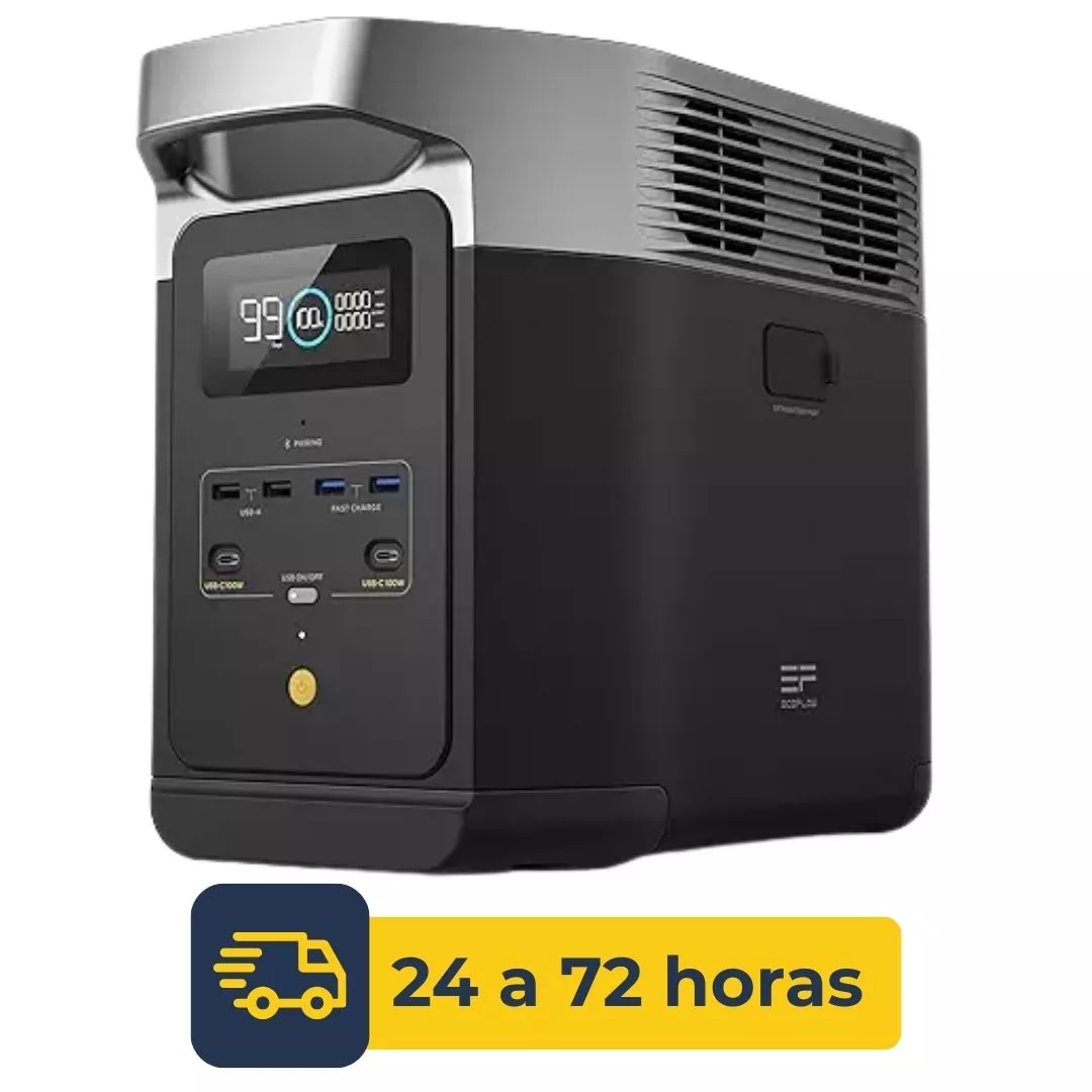 ECOFLOW Central elctrica porttil DELTA 2 Max, generador solar LFP de 2400  W, carga completa en 1 hora, generador solar de 2048 Wh