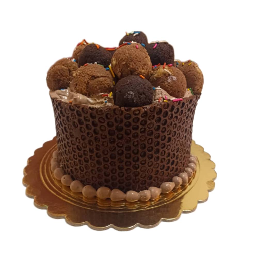 Cake con rejilla de cobertura de chocolate