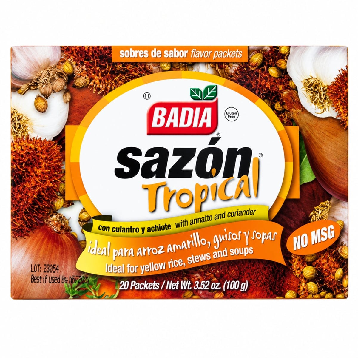Sazón Tropical con Achiote Badia 20ud de 5g – 100g