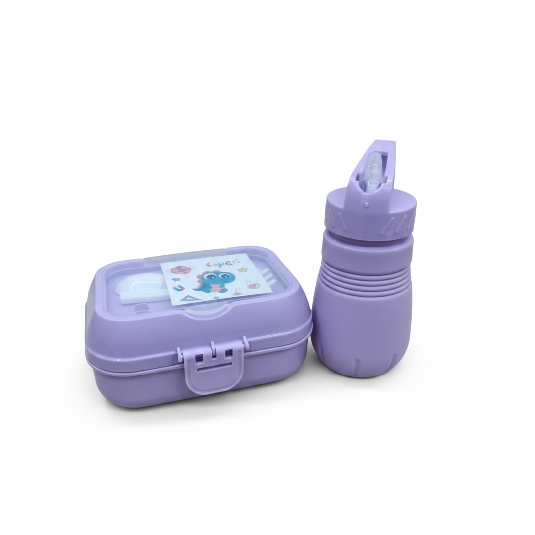 Set de Lunchera Infantil con Botella y Cubiertos Modelo Liso