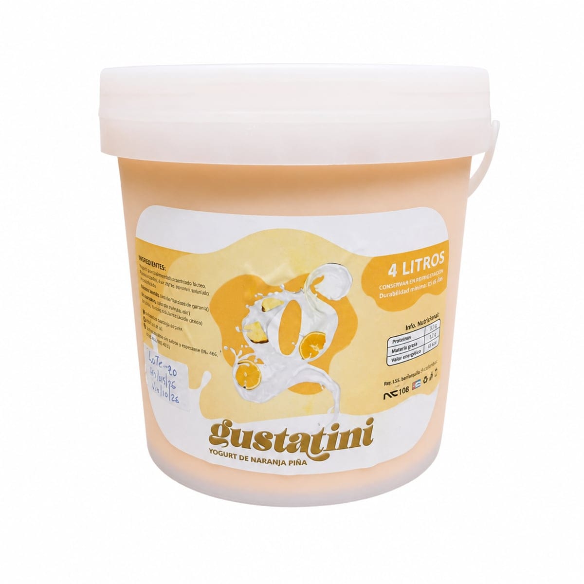Yogur Naranja Piña Gustatini 4Lt