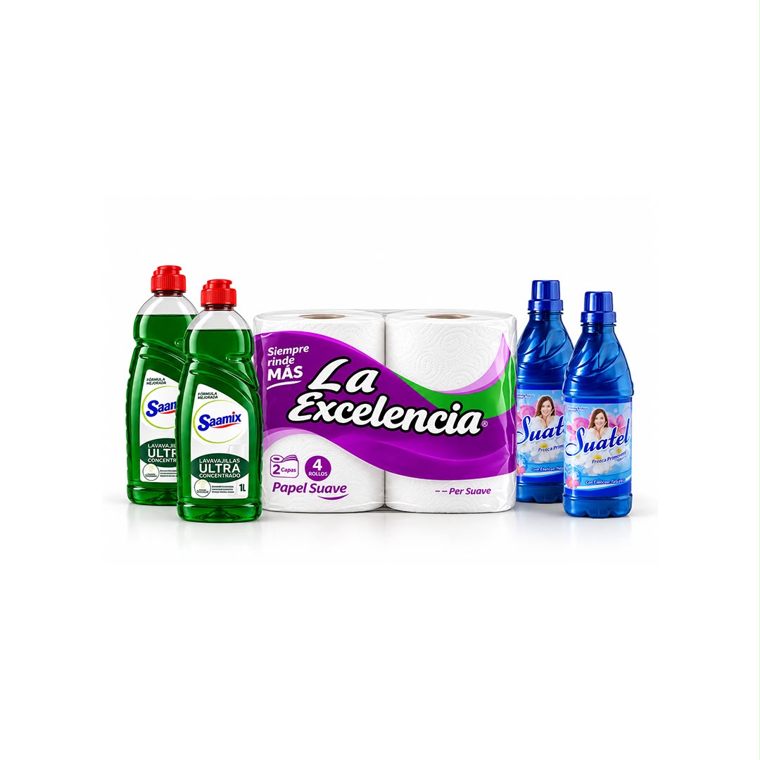 2 Lavavajillas( 1L) + 2 Suavizantes de ropa+ Papel Sanitario 