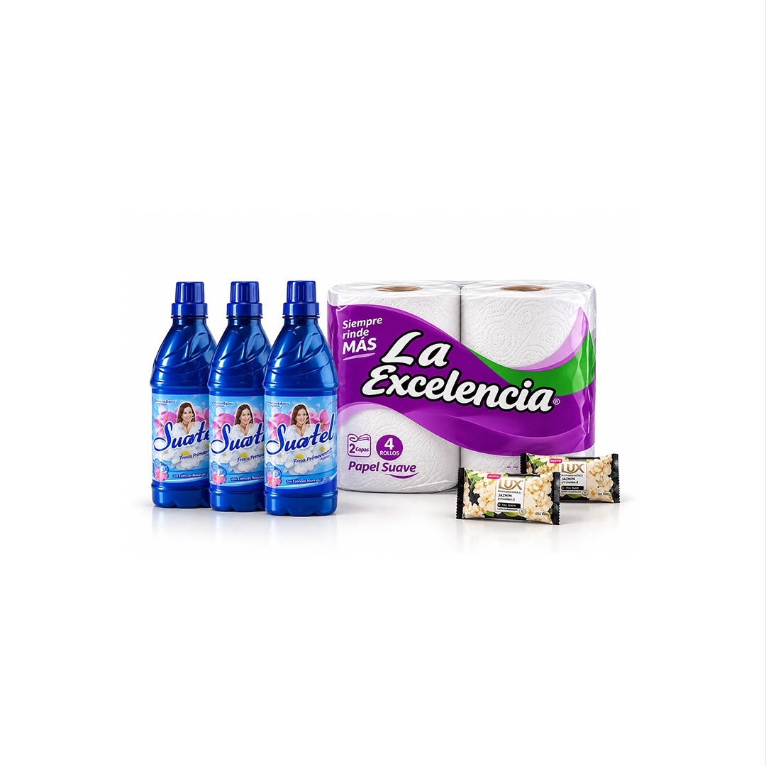 3 Suavizante de ropa + Papel Sanitario+ 2 Jabón Lux
