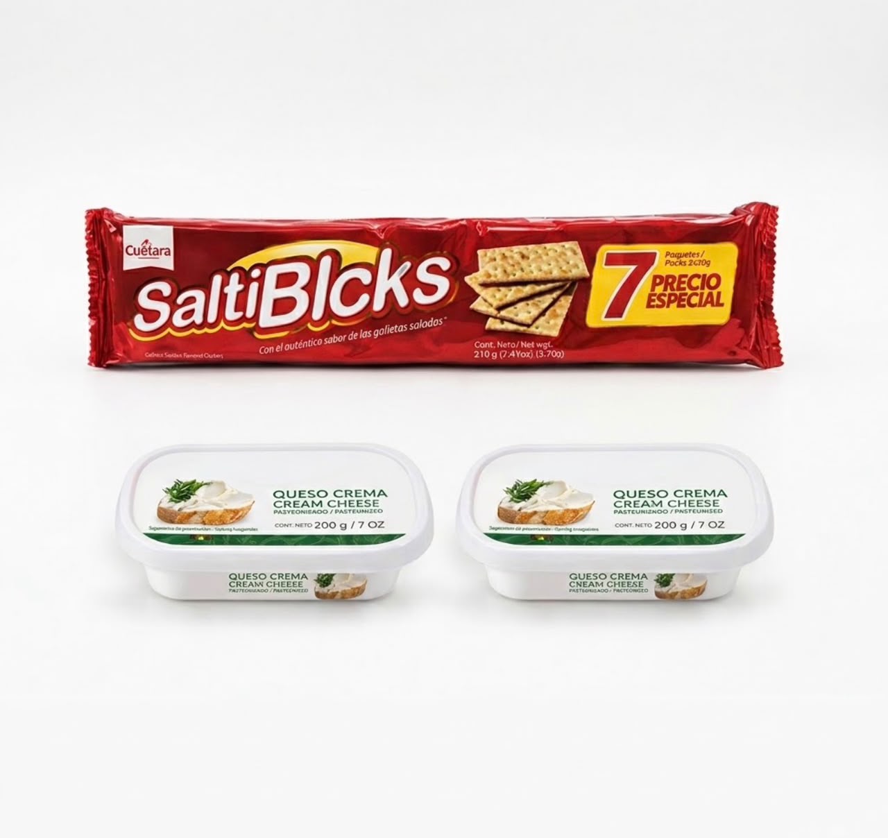 Combo de queso crema 200ml x2 + galletas saltiblocks