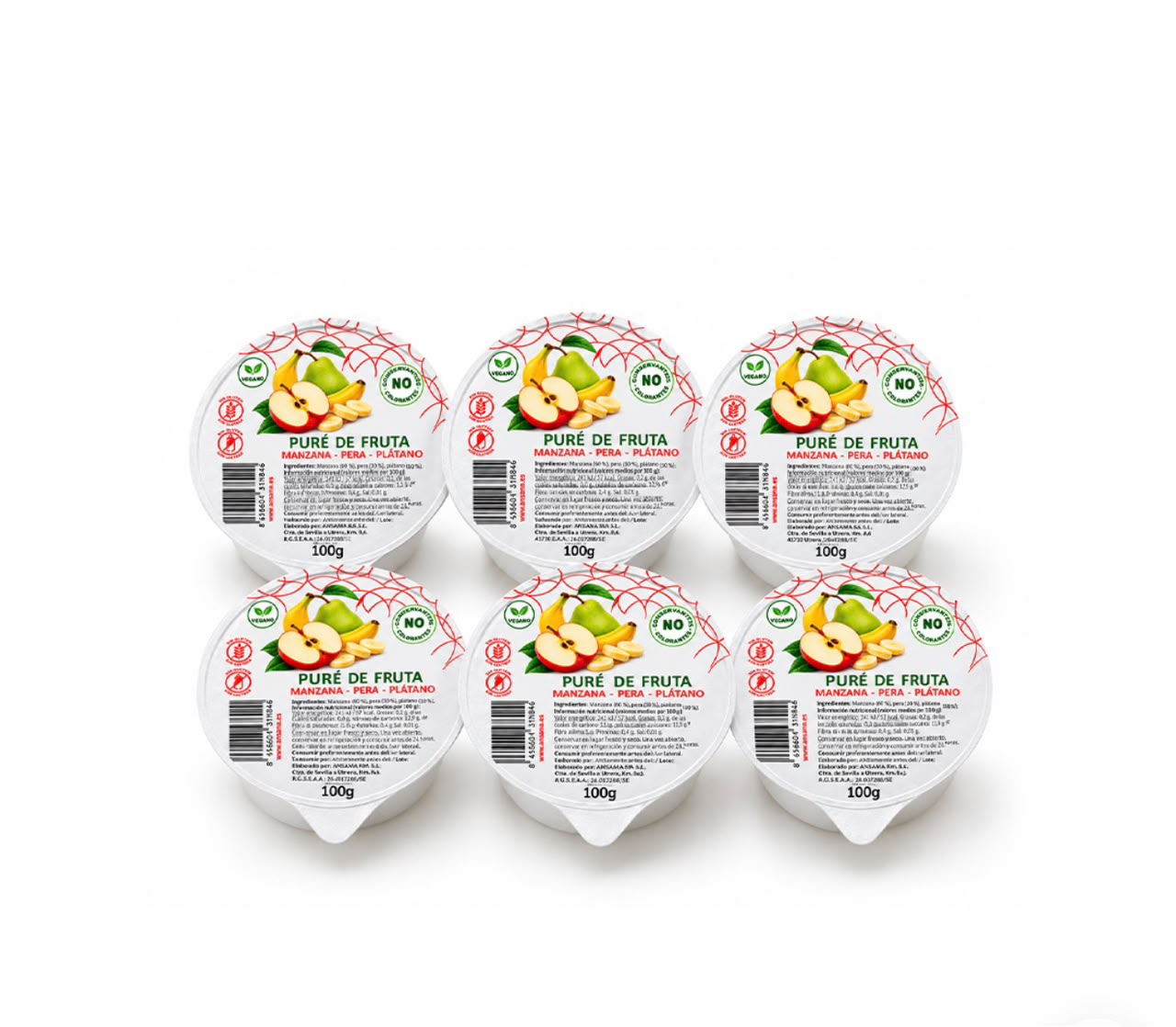Puré de manzana-pera-plátano 100g x 6 unidades 