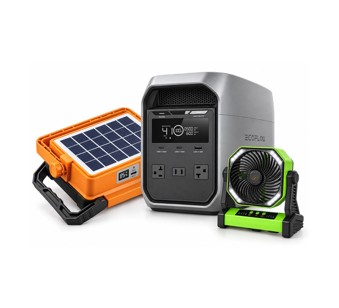 ecoflow delta 3 Classic+ventilador+lámpara recargable)